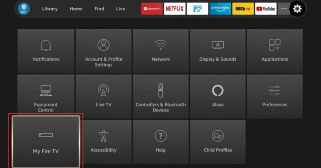 there is a My Fire Tv option in the bottom left corner in the setting of Firestick