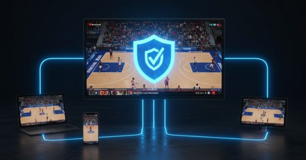 A visual representation of IPVanish VPN securing multiple devices simultaneously for stable, lag-free Apollo Group TV streaming in 2026.